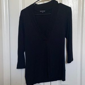 Black Deep v neck long sleeve top